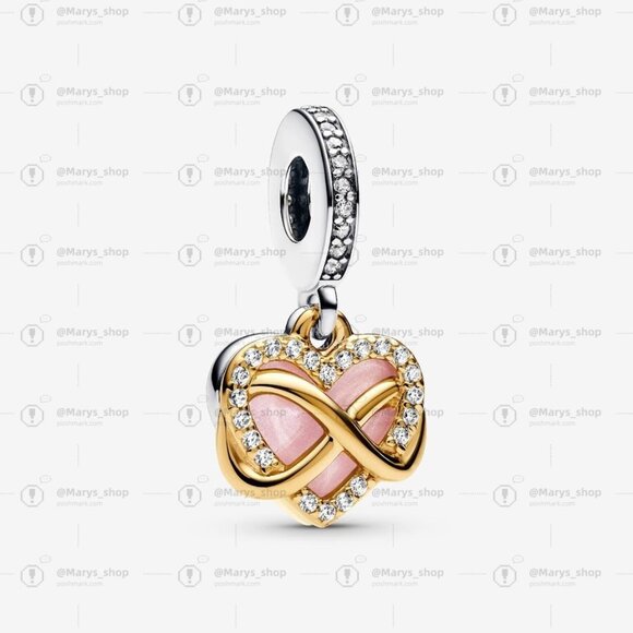 Pandora Sparkling Infinity Heart Dangle Charm|Two-tone - Picture 1 of 2